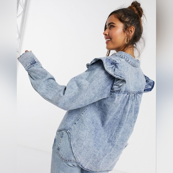 Free People Blue Button Down Shirt - Picture 9 of 16